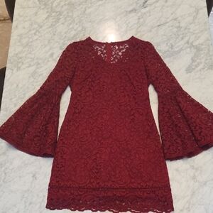 White House Black Market Lace Dress in Cranberry